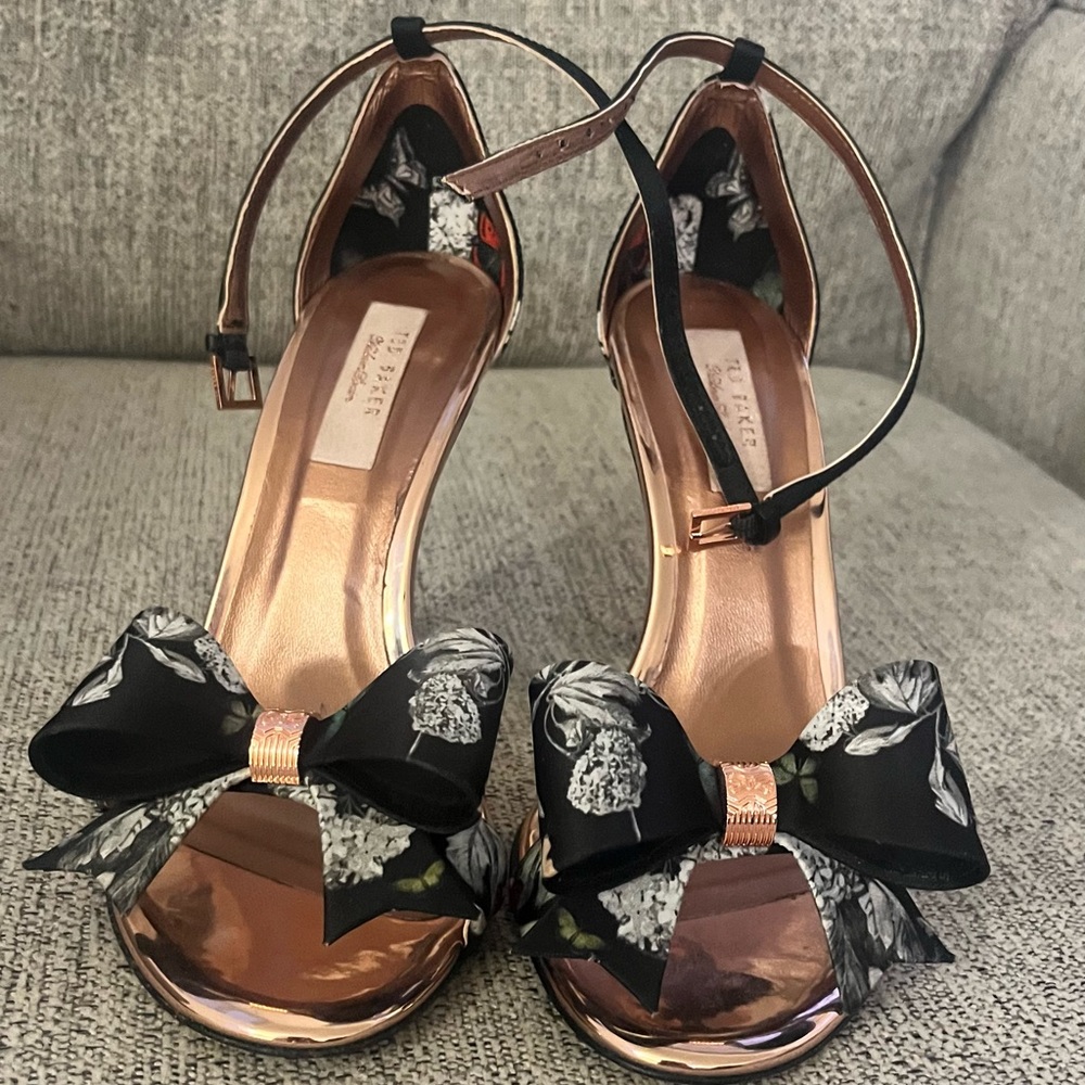 Multi Floral and gold 4” Ted Baker Heels